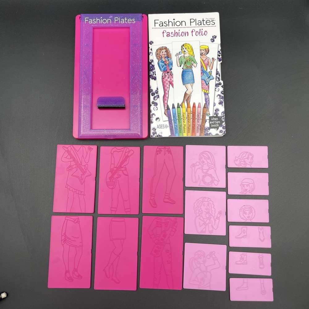 Fashion Plates Fashion Folio Drawing Set PlayMonster 2020 Pink Frame Plates